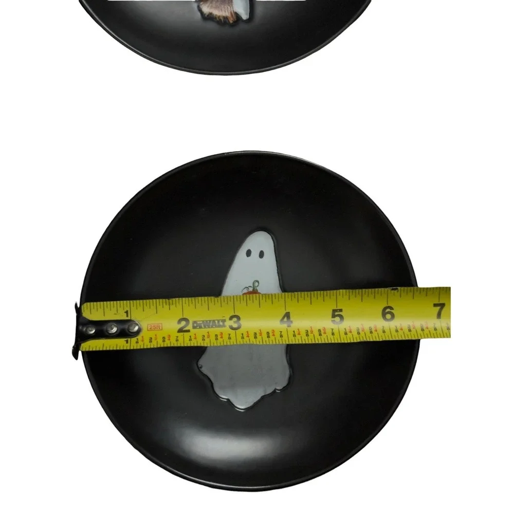 Pottery Barn Scary Squad Halloween Ghost Appetizer Plates Set of 4 Ceramic